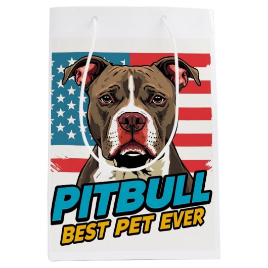 Pitt Bulls Are The Best Pet Ever ミディアムペーパーバッグ (正面)