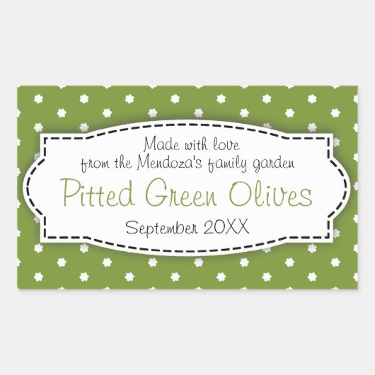 Pitted Green Olives食品ラベルのシール 長方形シール (正面)