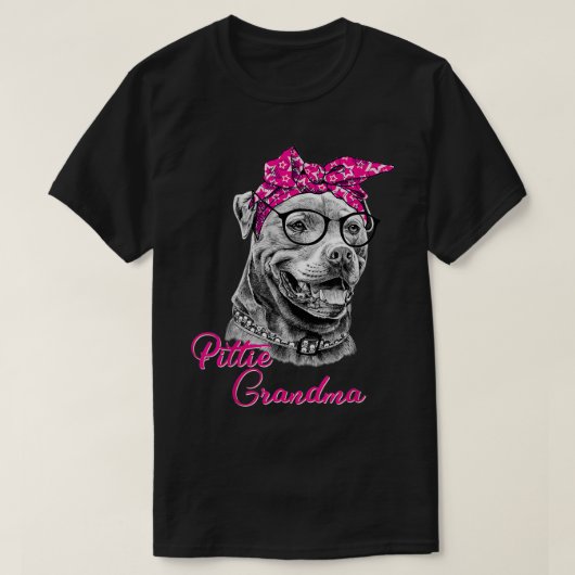 Pittie Grandma  Cute Funny American Pitbull Dog Mo Tシャツ (デザイン正面)
