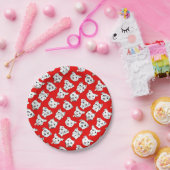 "Pittie Pittie!" 犬のイラストレーションパターン ペーパープレート (パーティー)