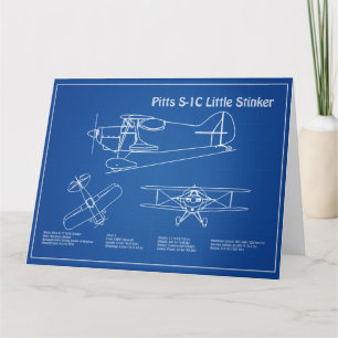Pitts S-1C – 飛行機の設計図の計画AD サンキューカード