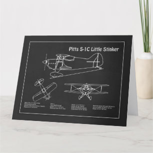 Pitts S-1C – 飛行機の設計図の計画PD サンキューカード