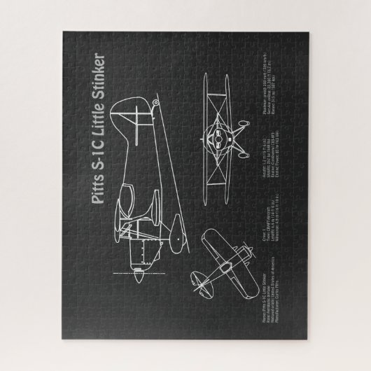 Pitts S-1C – 飛行機の設計図の計画PD ジグソーパズル (縦)