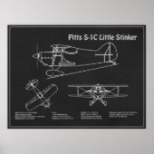 Pitts S-1C – 飛行機の設計図の計画PD ポスター (正面)