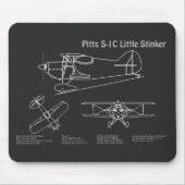 Pitts S-1C – 飛行機の設計図の計画PD マウスパッド (正面)