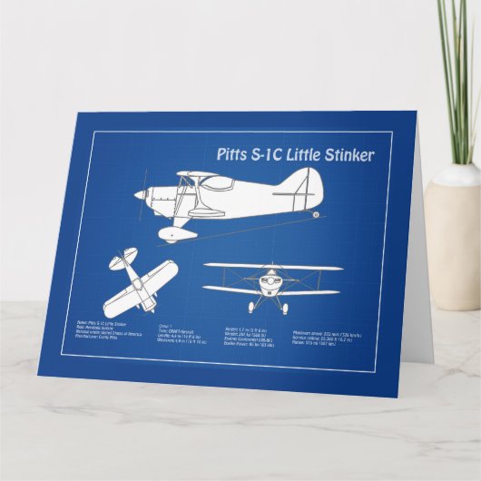 Pitts S-1C – 飛行機の設計図プランABD サンキューカード (正面)