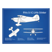 Pitts S-1C – 飛行機の設計図プランABD フォトプリント (正面)