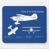 Pitts S-1C – 飛行機の設計図プランABD マウスパッド (正面)