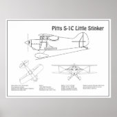 Pitts S-1C – 飛行機の設計図プランBD ポスター (正面)