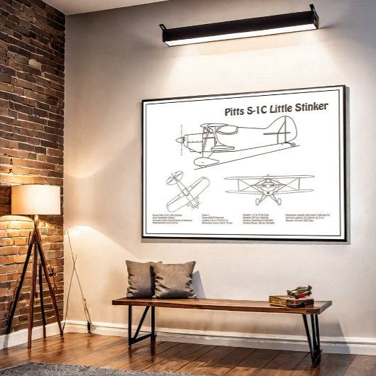 Pitts S-1C – 飛行機の設計図プランBD ポスター