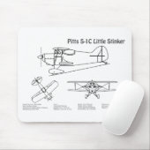Pitts S-1C – 飛行機の設計図プランBD マウスパッド (マウス)