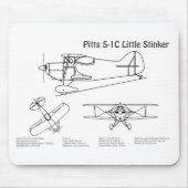 Pitts S-1C – 飛行機の設計図プランBD マウスパッド (正面)