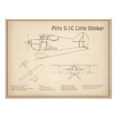 Pitts S-1C – 飛行機の設計図プランSD フォトプリント (正面)