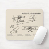 Pitts S-1C – 飛行機の設計図プランSD マウスパッド (マウス)
