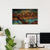 Pittsburgh By Moonlight Poster ポスター (ホームオフィス)
