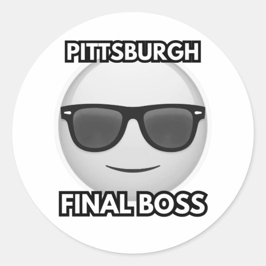Pittsburgh Final Boss Cool Emoji ラウンドシール (正面)