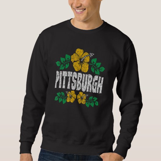 Pittsburgh Flowers Distressed Color Print スウェットシャツ (正面)