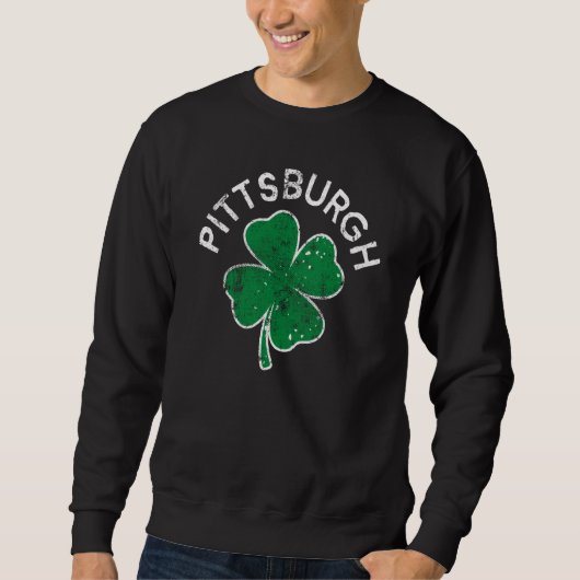 Pittsburgh Lucky C St Patrick's Day Distress スウェットシャツ (正面)