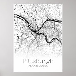 Pittsburgh Map - Pennsylvania - City Map Poster ポスター