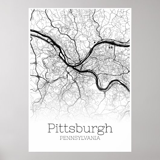 Pittsburgh Map - Pennsylvania - City Map Poster ポスター (正面)
