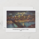 Pittsburgh PA, City Skyline at Night oldはがき ポストカード (正面/裏面)