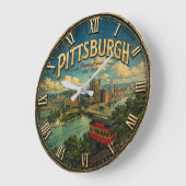 Pittsburgh Pennsylvania ラージ壁時計 (傾斜)