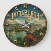 Pittsburgh Pennsylvania ラージ壁時計 (正面)
