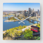 Pittsburgh Pennsylvania Duquesne Incline スクエア壁時計 (正面)