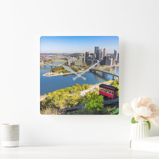 Pittsburgh Pennsylvania Duquesne Incline スクエア壁時計 (ホーム)