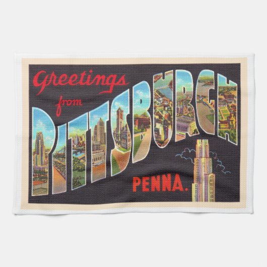 Pittsburgh Pennsylvania PA  Large Letter Postcard キッチンタオル (横)