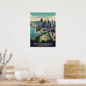 Pittsburgh, Pennsylvania Skyline ポスター (キッチン)