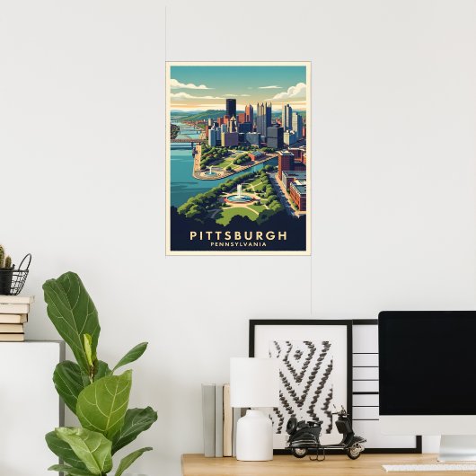 Pittsburgh, Pennsylvania Skyline ポスター (ホームオフィス)