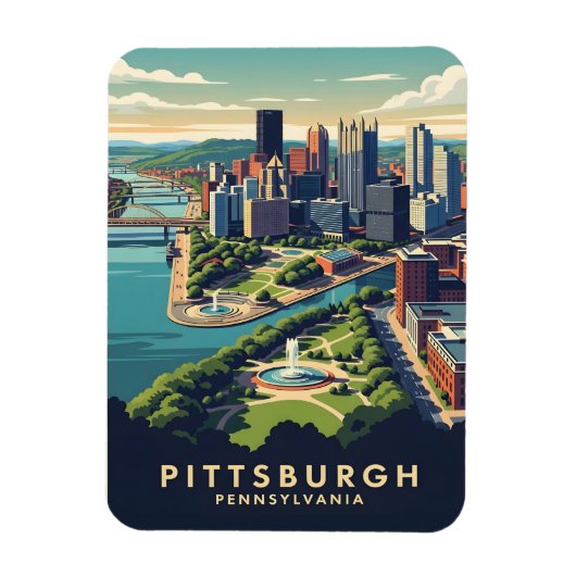 Pittsburgh, Pennsylvania Skyline マグネット (縦)