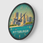 Pittsburgh Pennsylvania Skyline ラージ壁時計 (傾斜)