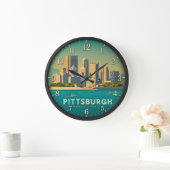 Pittsburgh Pennsylvania Skyline ラージ壁時計 (ホーム)