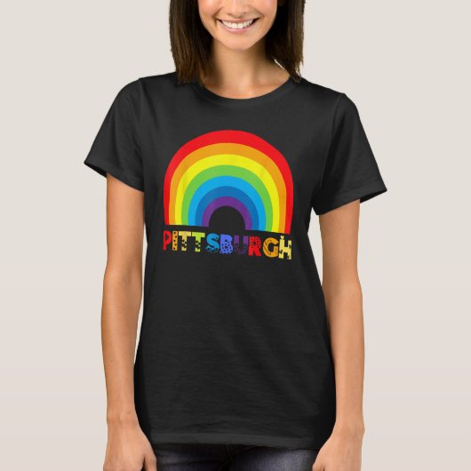 Pittsburgh Rainbow Gay LGBTQIA+ Pride Men Women Bo Tシャツ (正面)
