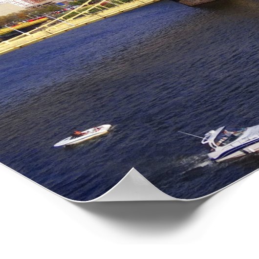 Pittsburgh Skyline Allegheny River Clemente Bridge ポスター (角)