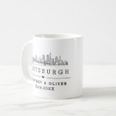 Pittsburgh Skyline  – Custom Wedding gift コーヒーマグカップ (正面左)