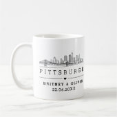 Pittsburgh Skyline  – Custom Wedding gift コーヒーマグカップ (左)