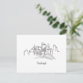 Pittsburgh Skyline Pittsburgh Illustration ポストカード (スタンド正面)