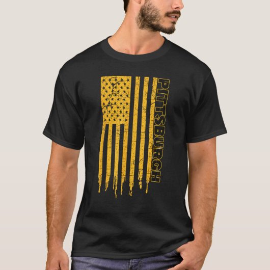 Pittsburgh USA Flag Patriotic American City Of Pit Tシャツ (正面)