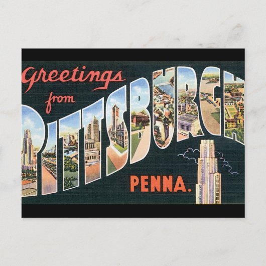 Pittsburgh_Vintage Travel Posterからの挨拶 ポストカード (正面)