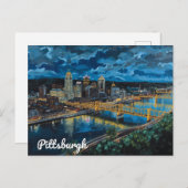 Pittsburgh Yellow Bridges City Art ポストカード (正面/裏面)
