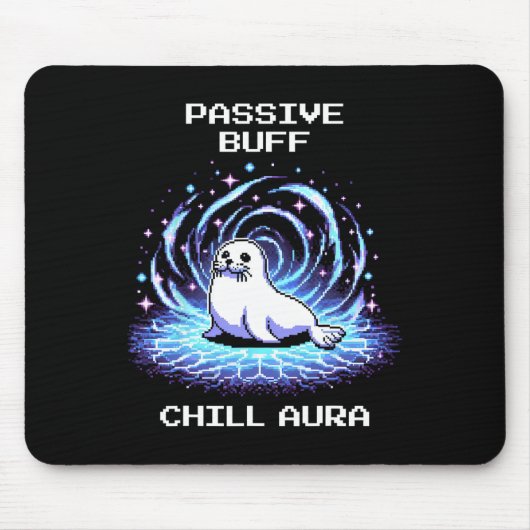 Pive Buff Chill Aura Pixel Art Seal Retro Gaming  マウスパッド (正面)
