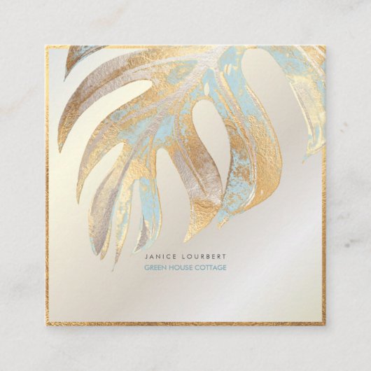 PIX DEZINES MONSTERA, DUOトーンフォフェイクイル スクエア名刺 (正面)