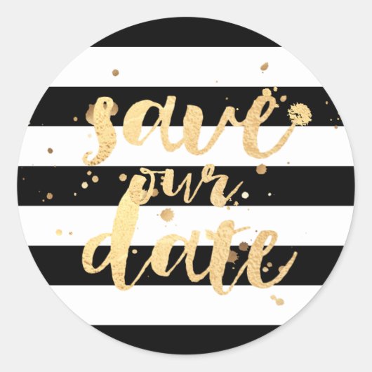 PixDezineのストライプ金ゴールドフェイク/救日付 ラウンドシール (正面)