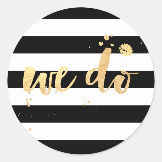 PixDezineのストライプ金ゴールド/めまいフェイク/私たちは ラウンドシール (正面)