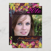 PixDezineのトレンディなトロピカルフラワー2011年卒業式 招待状 (正面/裏面)