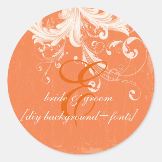 PixDezineのヴィンテージ渦巻き/ダイカラー ラウンドシール (正面)