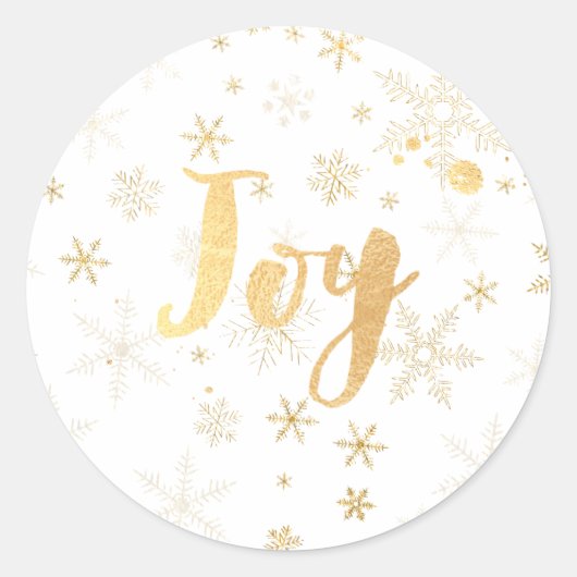 PixDezineの雪片/めまいフェイク金ゴールド ラウンドシール (正面)